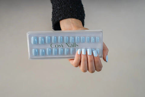 Press-On Nails Bleu glacier