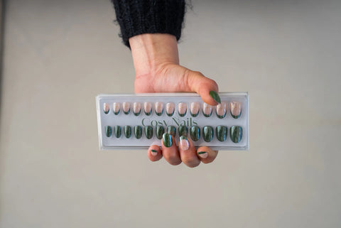 Press-On Nails Kaki nacré