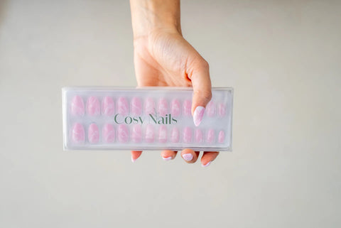 Press-On Nails Marbre de rose