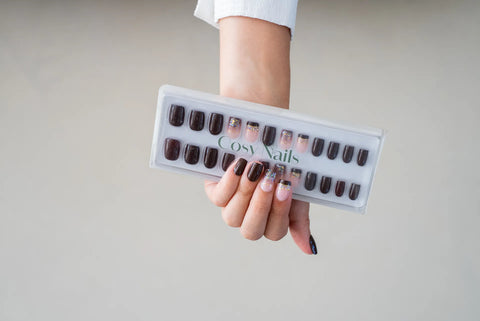 Press-On Nails Mocha stardust