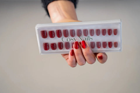 Press-On Nails Rouge scintillant